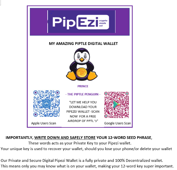 TWIN QR CODES FOR PIPEZI WITH THE MASCOT